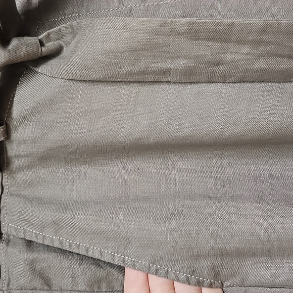 Eileen Fisher Linen Stone Color Slim Trousers with Tie Waist Sz Medium - Picture 3 of 10